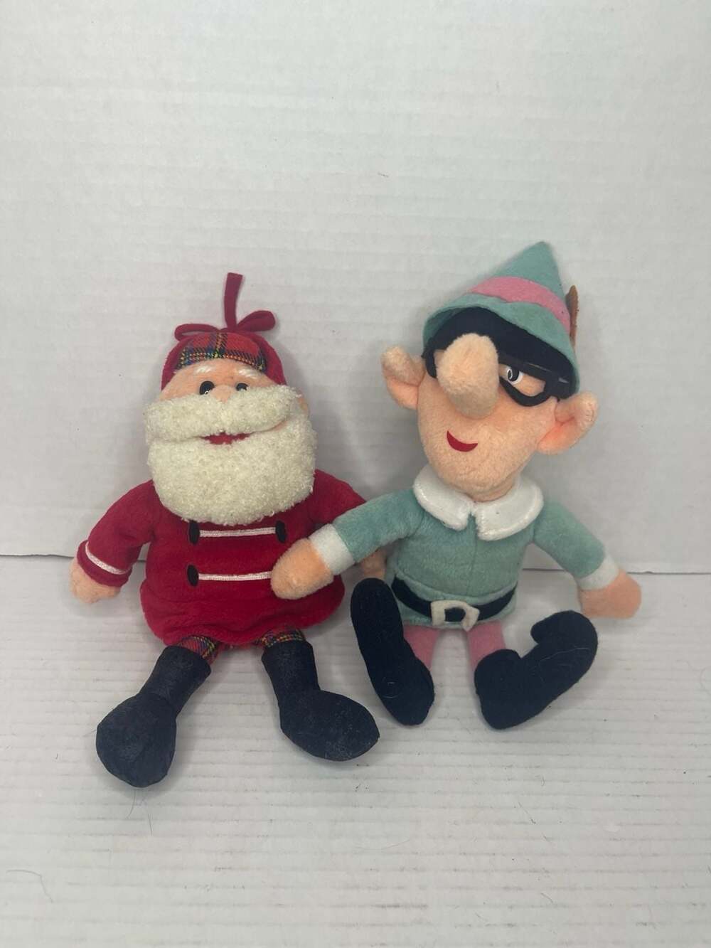 Vintage 1999 Stuffins Rudolph Island of Misfit Toys Santa and Tall Elf Plush Set
